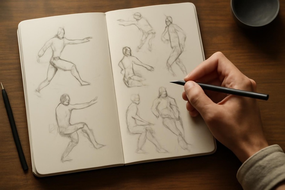 Series of figure gesture sketches